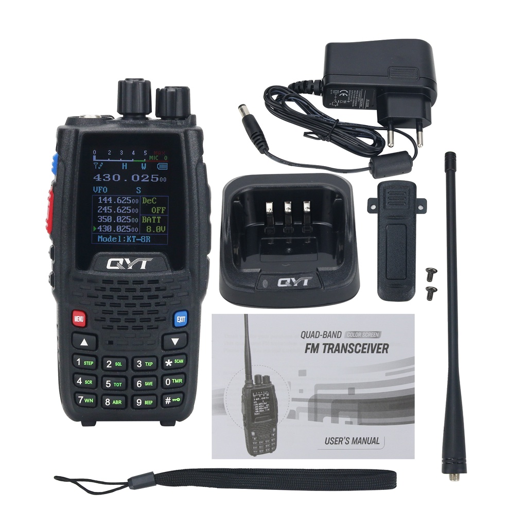 LIM QYT-Handheld Transceiver with Color Screen, KT-8R, VHF, UHF, Radio Walkie Talkie, Four Band, 5W,