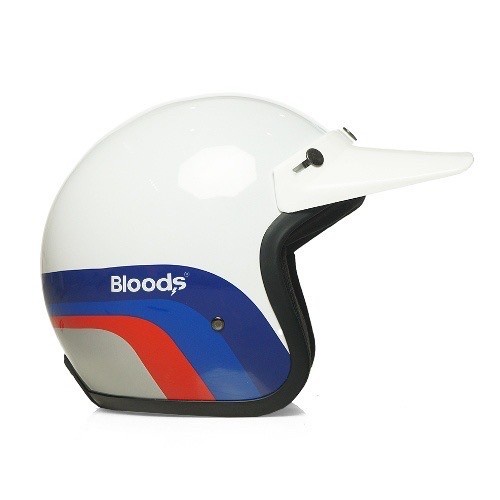 Helm Retro Bloods Helmet Bevel White Klasik Classic Putih Custom