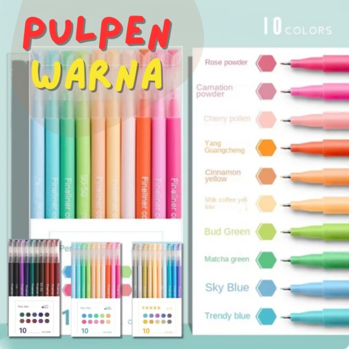 

HOT SALE! Pulpen Warna Set 10 Pulpen 0.5mm Pena Pulpen Gel Warna Warni Aesthetic Pastel Retro Color