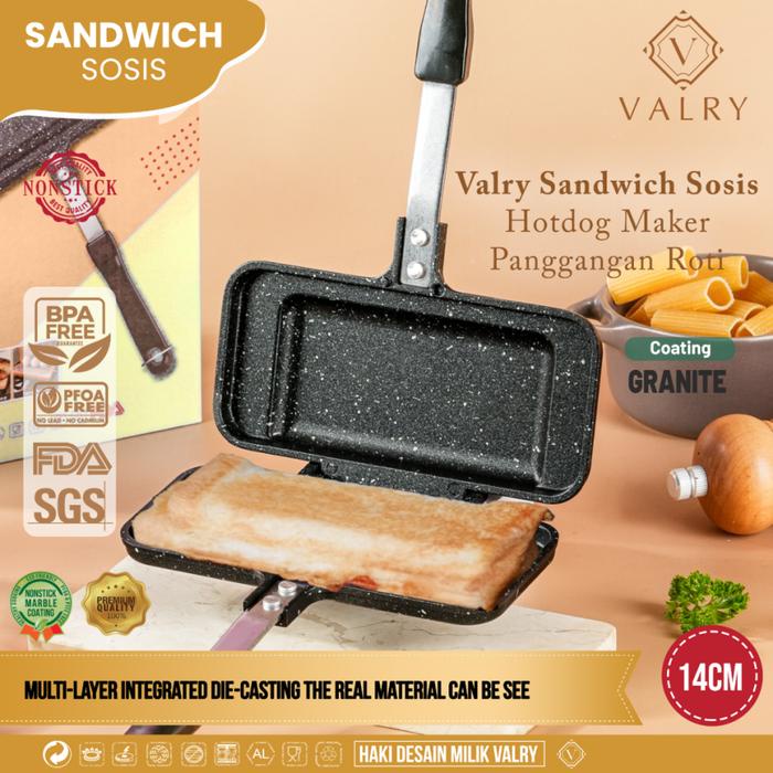Valry Sandwich sosis maker cetakan kue roti anti lengket wajan pembuat bread hotdog waffle maker