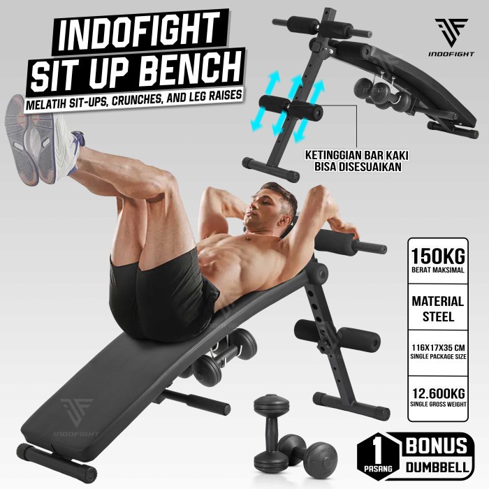 TERBARU Sit-up Bench Indofight Bangku Sit Up Alat Sit Up di Rumah Home Gym Fitnes Alat Sit Up