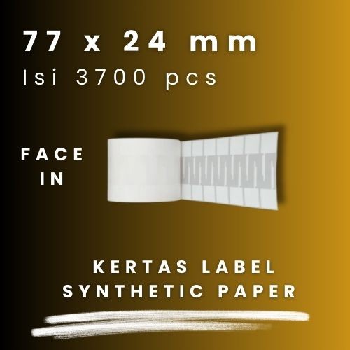 

YP 77 X 24 - 1" @3700 - 2 Line CORE 1 INCH 77X24MM 77 X 24 MM 7,7X2,4 CM 7,7 X 2,4 CM BARCODE LABEL YUPO STICKER STIKER 3700 PCS - FACE OUT @3700