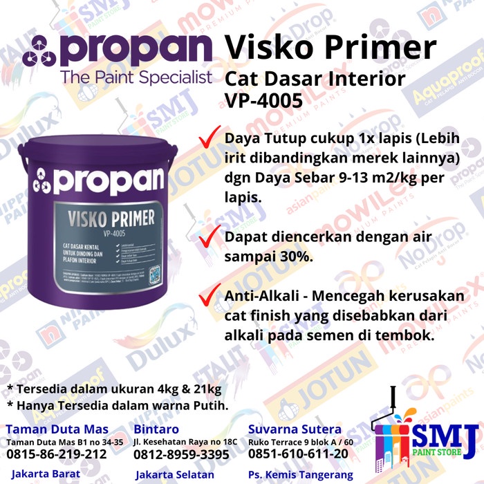 Cat Dasar Tembok Interior Anti Alkali Propan Visko Primer 21Kg
