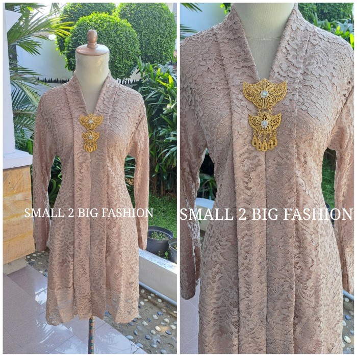 Atasan Kebaya Brokat Muslim Tunik Kurung/ Atasan Brukat Abu Marun Gold