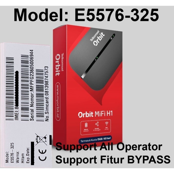 MIFI ROUTER MODEM WIFI 4G HUAWEI E5576 BYPASS FREE TSEL 15GB