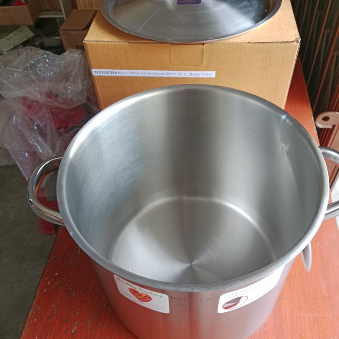 STOK POT BIMA PRIMA X3 + TUTUP (3PLY BASE), INOX / STOCK POT BIMA