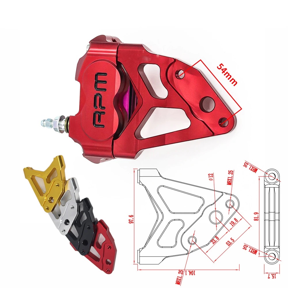 FBR Motorcycle 82mm Radial Four Piston Brake Caliper with Transfer Bracket for FastAce Front Shock A