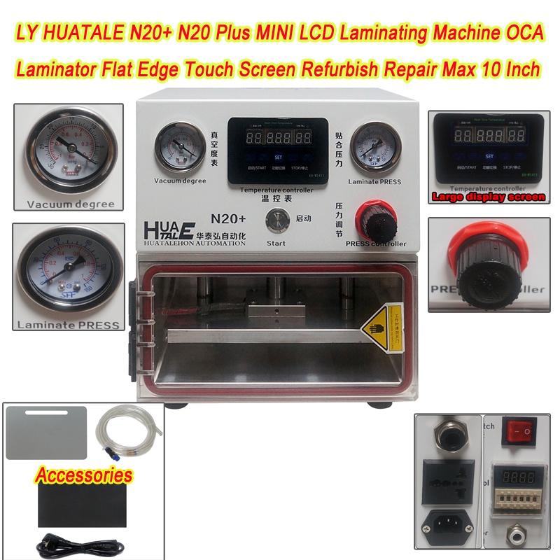 SINE LY HUATALE N20+ N20 Plus MINI LCD Laminating Machine OCA Laminator For Flat Edge Touch Screen R