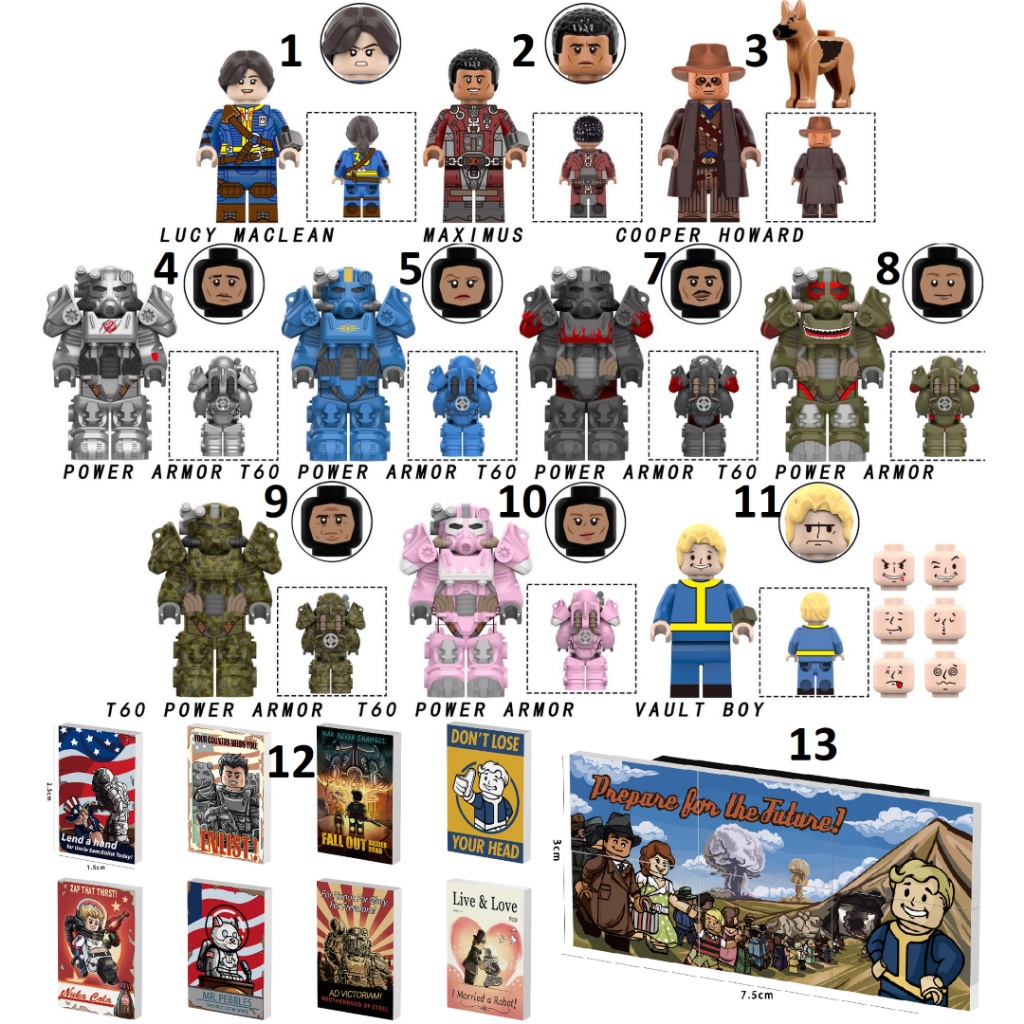 Fallout Boy Lucy Maximus Copper Howard T60 Power Armor Action Figure Mini