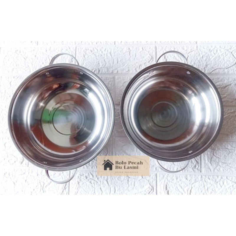 Disc Mangkok Besar Stainless Pegangan / Baskom Pegangan / Mangkok Stainless