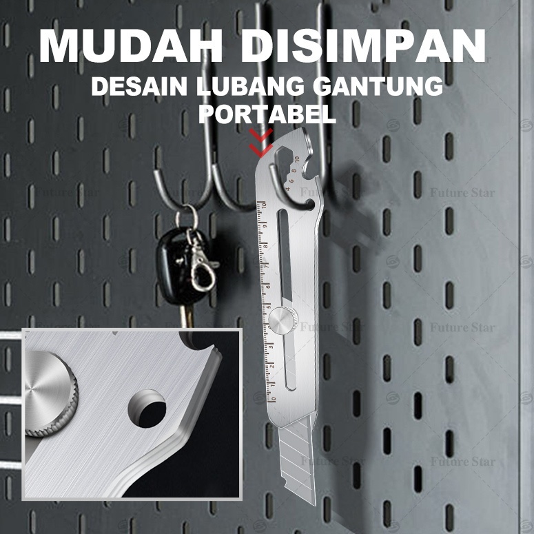 

Promo Super Pisau Cutter 6 In 1 Set/ Utility Knife / 11Pcs Multifungsi 18Mm Besi Baja Besar Pisau