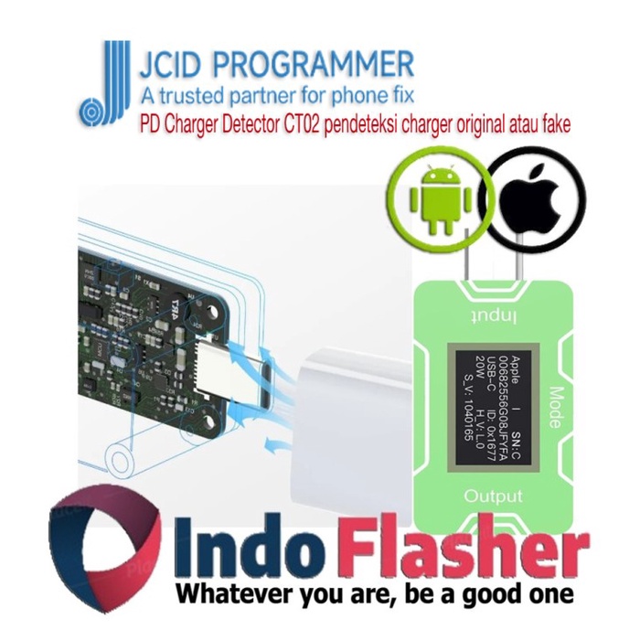 JCID JC PD CHARGER DETECTOR CT01 CT02 ALAT CEK ADAPTER ORIGINAL FAKE