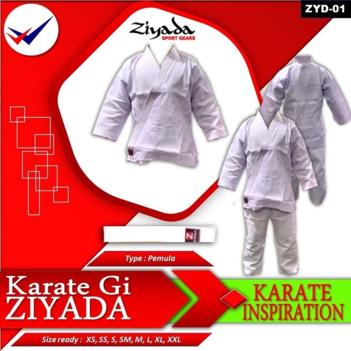 Seragam baju karate pemula ziyada tegi gi pakaian judo aikido jujitsu