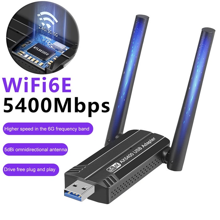 USB 3.0 Wifi 6 6E AX 5400Mbps Wireless Dual Band AC 2.4Ghz 5.8Ghz 5Ghz 5G 6Ghz AXE5400