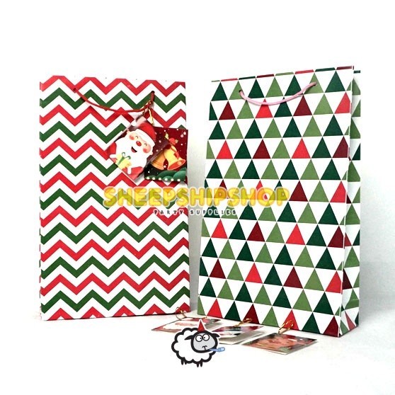 

Flashshow PAKET TAS KERTAS ZIGZAG SEGITIGA+KARTU NATAL Goddie Bag Kantong Duplek