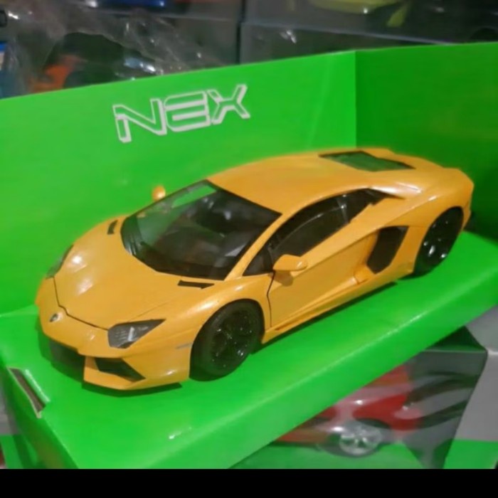 Terbaru Diecast Welly Skala 1:24 Lamborghini Aventador LP700 kuning Baru Bukan Bekas Komplit