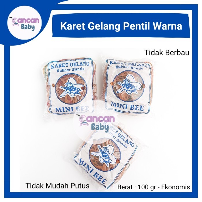 Flashshow Karet Gelang Pentil Warna Mini Bee 100g Ikat Rambut Pengikat Bungkusan