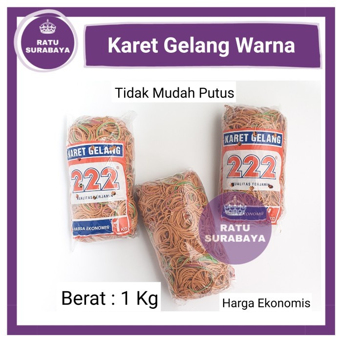 

Flashshow Karet Gelang 222 Warna Warni isi 1kg Pengikat Packing Bungkus Makanan