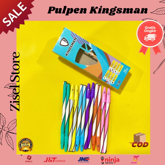 

KODE H Pulpen Kingsman - 12 pcs Pulpen Bolpen Alat Tulis - tinta hitam