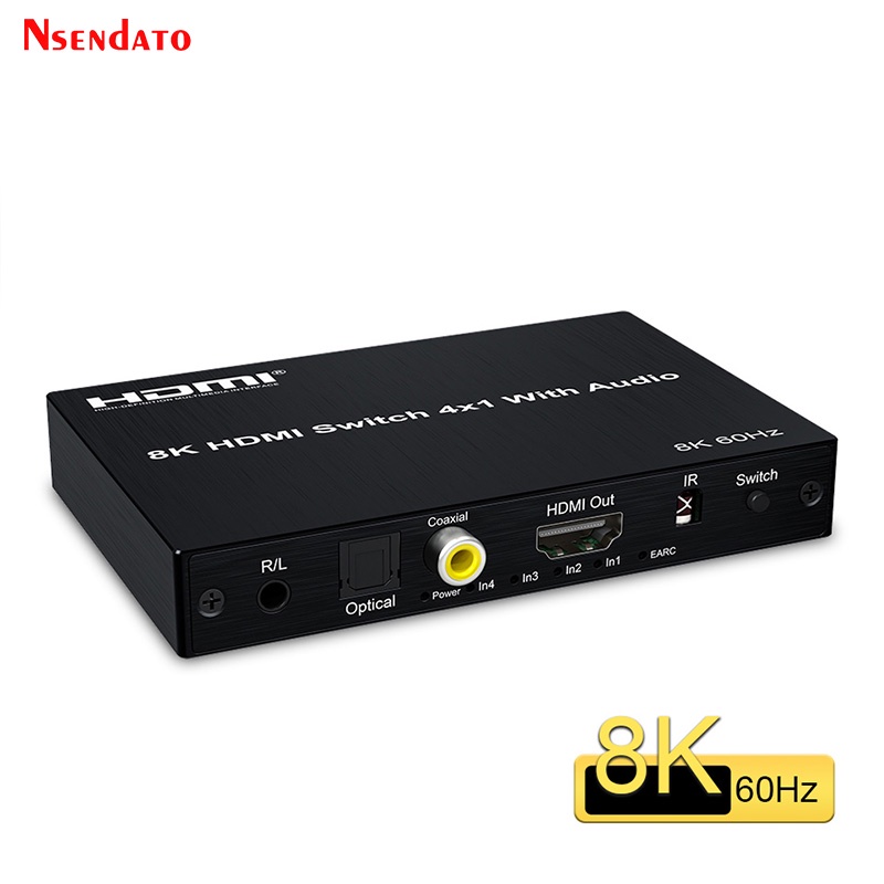 MCC 8K 60Hz HDMI Audio Extractor 4k 120hz 4 in 1 Out HDMI Switcher Support EARC ARC With 3.5mm optic