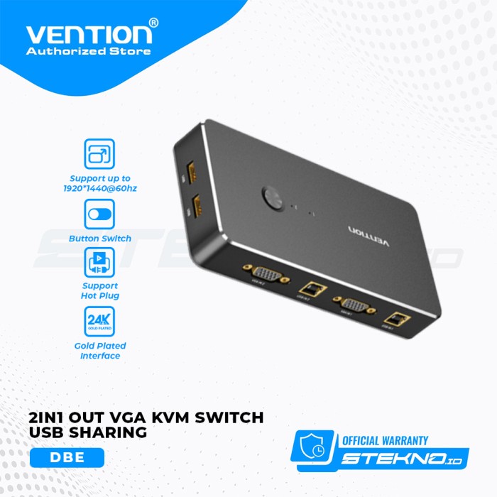KODE D Vention KVM Switch VGA USB Printer Sharing Keyboard Mouse PC