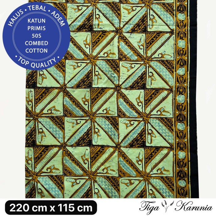 Kain Batik Cap Tulis Kombinasi Solo Slobog Remukan Kesikan Hijau Laseman Katun Primis