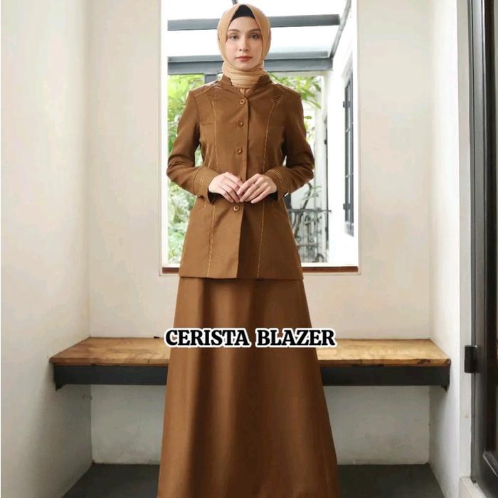Seragam PNS wanita Khaki tua set Rok A (228/tipis)