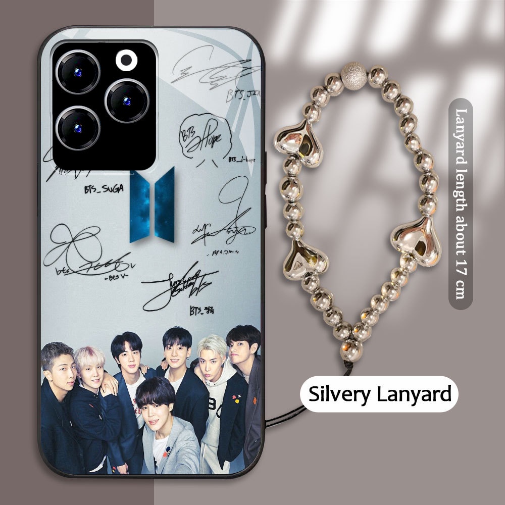 Tempered Glass case For Infinix Hot 9 10 11 PLAY 30i 40 kasing Handphone  Korea BTS  Casing Keras HP