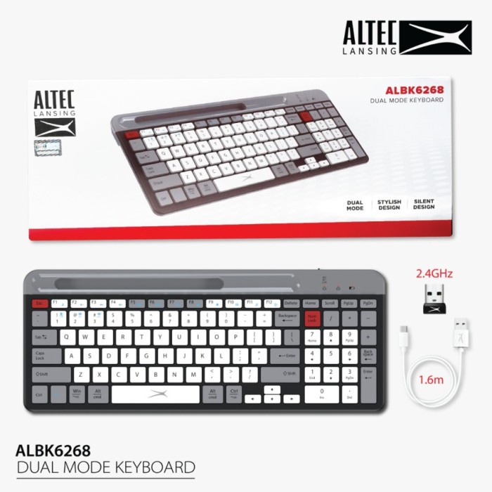 Altec Lansing Keyboard Dual Mode Wireless + Bluetooth ALBK6268