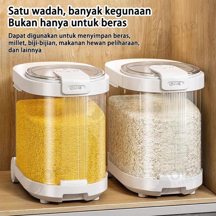 Dispenser Beras Transparan 11KG Tempat Beras Tempat Penyimpanan Tepung / Biji-Bijian