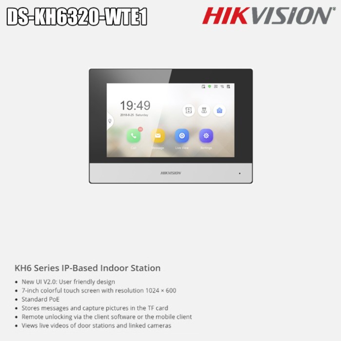 TERBARU IP Video Intercom Kit / Based Indoor Station Hikvision DS-KH6320-WTE1