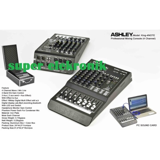 mixer audio ashley king 4 note / king4 note / king 4note 4 channel