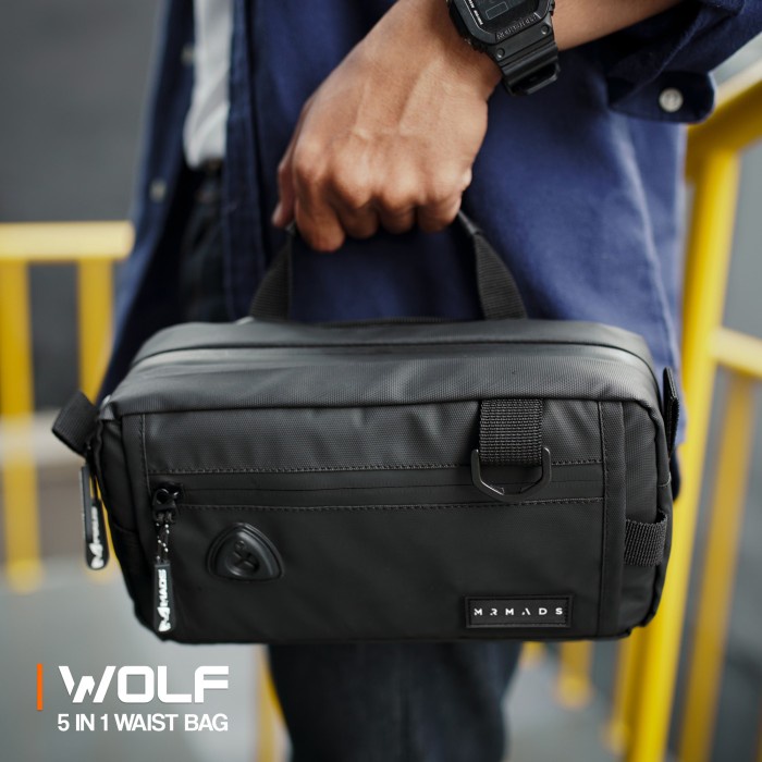 Mr Mads Waist Bag Wolf Shoulderbag Slingbag Handbag Chestbag 5In1 Bag Promo Terbatas