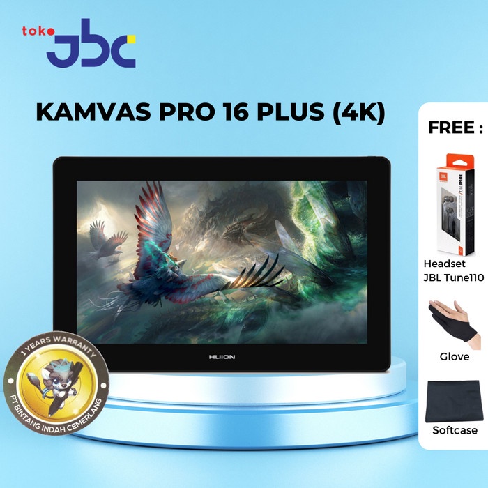 Huion Kamvas Pro 16 Plus (4K) Graphic Tablet Garansi resmi 1 tahun