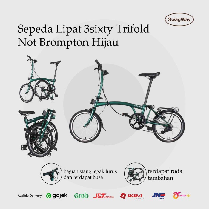 Sepeda Lipat 3sixty trifold 2020 not Brompton Hijau