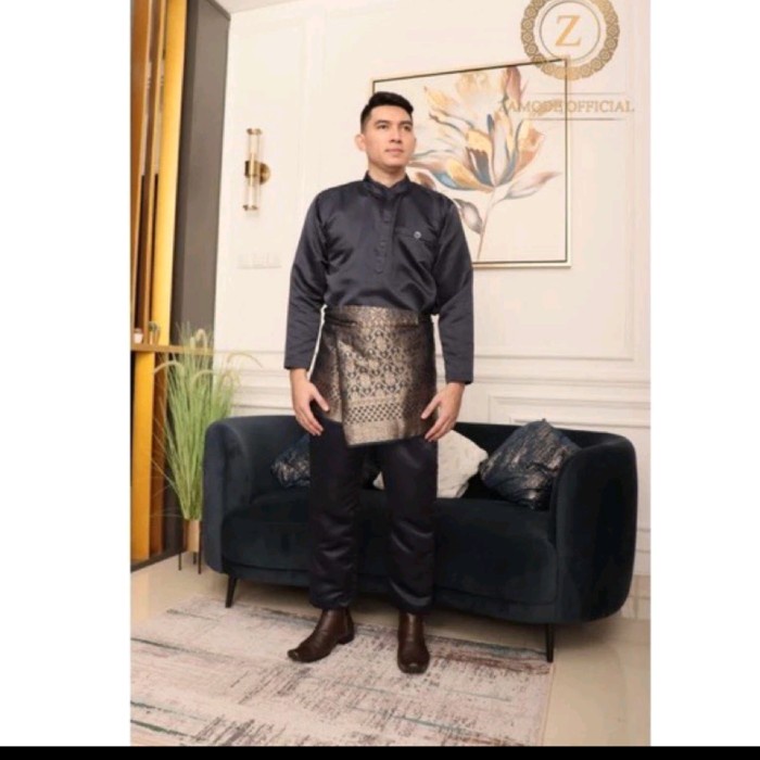 BERGARANSI SETELAN BAJU KURUNG MELAYU PRIA BAHAN TAFFETA BRIDAL+SONGKET SAMPING MELAYU SIZE M-XXL