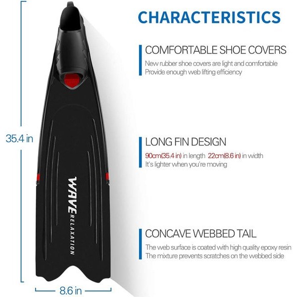 Long Fin Wave Black Freediving / Spearfishing /Kaki Katak New