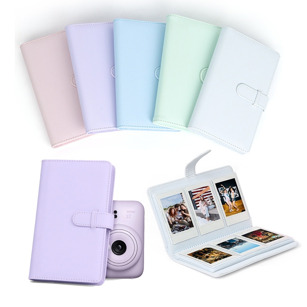 Photo Album Film Camera 108 Pockets 3 inch Photo Paper PU Leather Storage Case Stamp Collection Book