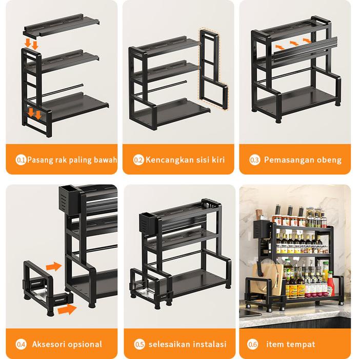 Rak Bumbu Dapur Stainless Steel Rak Dapur Serbaguna