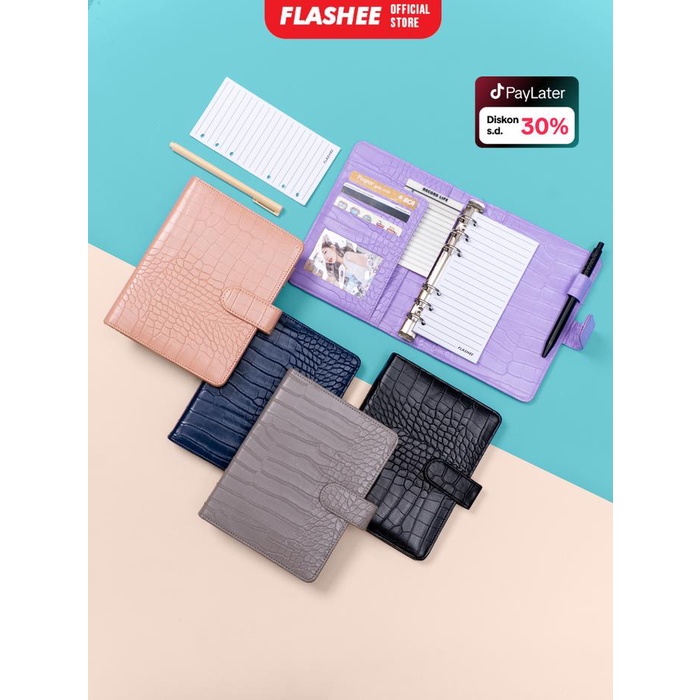 

Flashee Binder Polos Eksklusif Croco A6 6 Ring Agenda Phoebe Binder A6 Tabungan Uang OrganizerUang