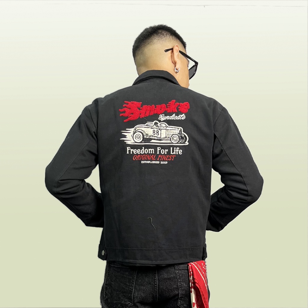 Smoke Work Jacket Embroidery - Hitam