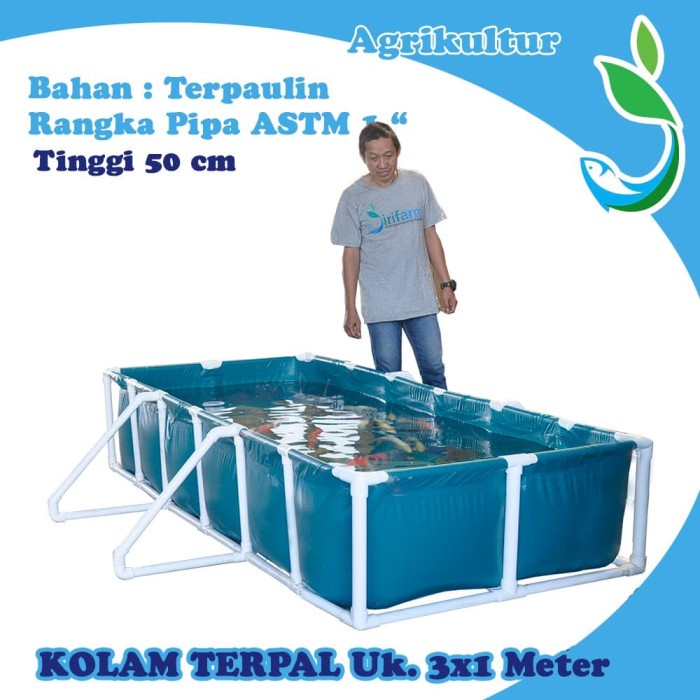 Kolam Terpal 300X100X50 Cm Bak Ikan Terpaulin Kuat Pengganti Fiber