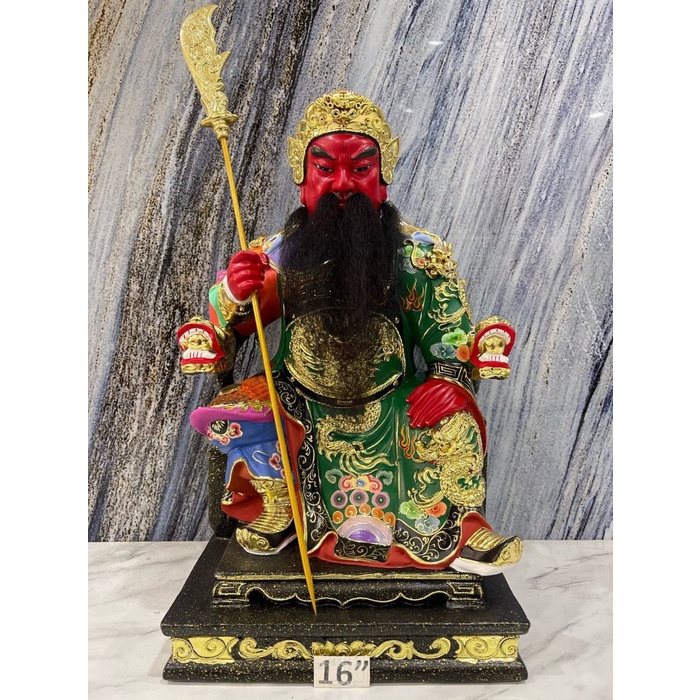 Svetlana Patung Dewa Kwan Kong 16In Full Kayu Pegang Golok / Guan Yu