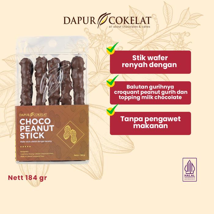 

DAPUR COKELAT - Choco Peanut Stick Cemilan Biscuit Wafer Coklat Sehat Tanpa Pengawet
