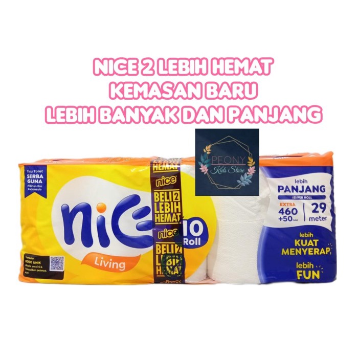 Nice Tissu Toilet 10roll core emboss/tisu gulung WC 10 roll embose