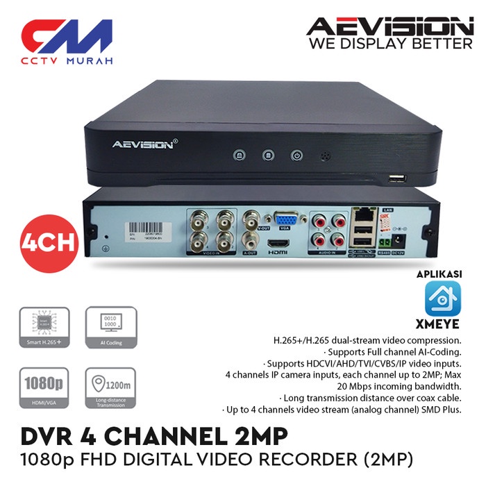 DVR AEVISION 4 HS-BH3004VH XMEYE 5MP