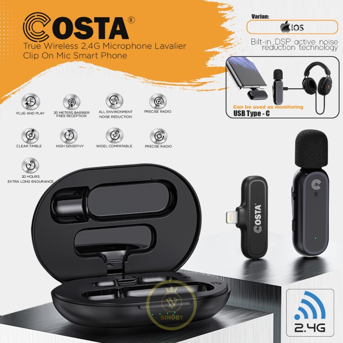 Wireless Microphone COSTA True Lavalier Clip On MIC With Monitoring