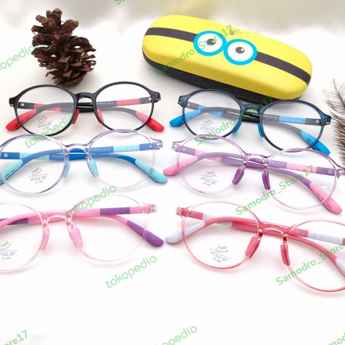 BERAGAM KACAMATA ANAK ANAK LENSA ANTI RADIASI BAHAN LENTUR PLASTIK PREMIUM BKM