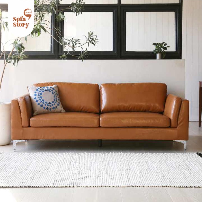 Sofa 3 Seater Kulit Kalevi Coklat Kursi Tamu nimalis Harga MurahBebas OngkirTerbatasTermurah