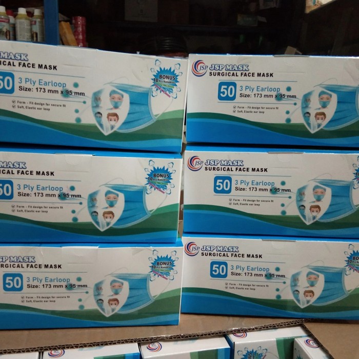 MASKER MEDIS 3 PLY (SEBOX ISI 50 PCS) JSP kemenkes